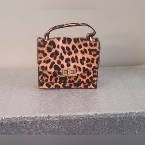 Mini leopard print handbag